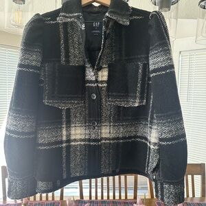 GAP Women's Black and White Plaid Coat